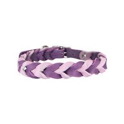 Trendfährte Hundehalsband Leder geflochten [Flieder/Traube - L: ca. 43-50 cm -]