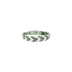 Trendfährte Hundehalsband Leder geflochten [Mint/Anthrazit - XXS: ca. 23-30 cm]
