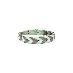 Trendfährte Hundehalsband Leder geflochten [Mint/Anthrazit - XS: ca. 28-35 cm]