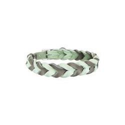 Trendfährte Hundehalsband Leder geflochten [Mint/Anthrazit - S: ca. 33-40 cm]