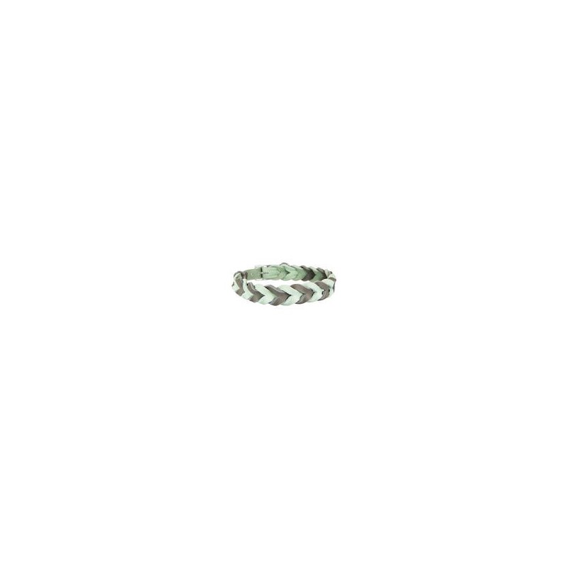 Trendfährte Hundehalsband Leder geflochten [Mint/Anthrazit - S: ca. 33-40 cm]