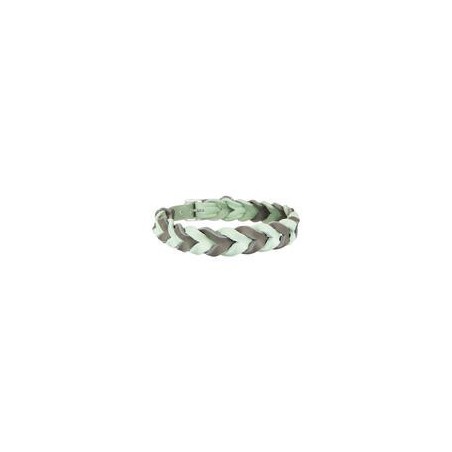 Trendfährte Hundehalsband Leder geflochten [Mint/Anthrazit - S: ca. 33-40 cm]