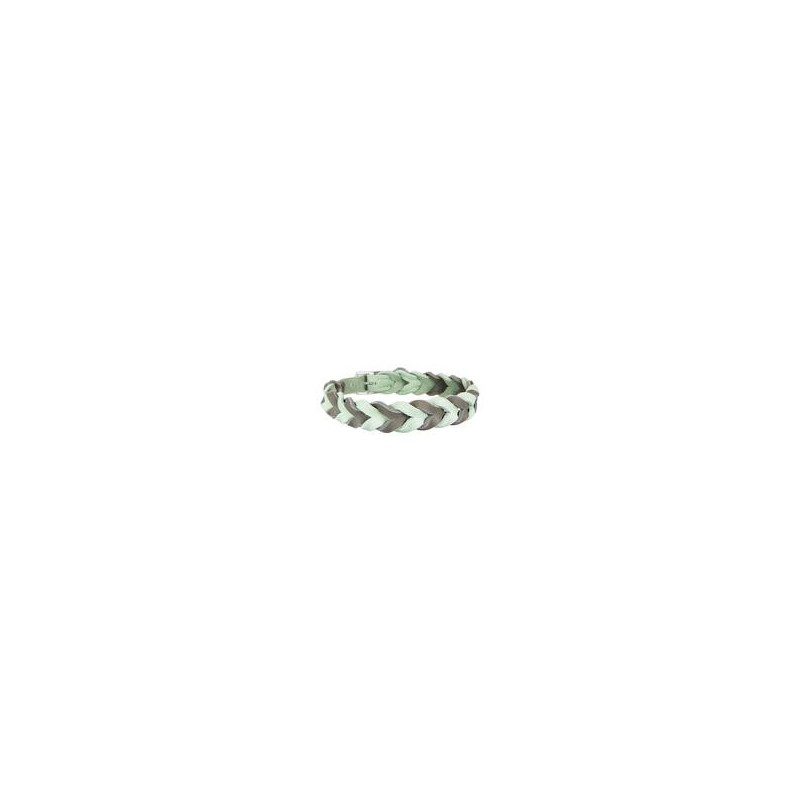 Trendfährte Hundehalsband Leder geflochten [Mint/Anthrazit - M: ca. 38-45 cm]