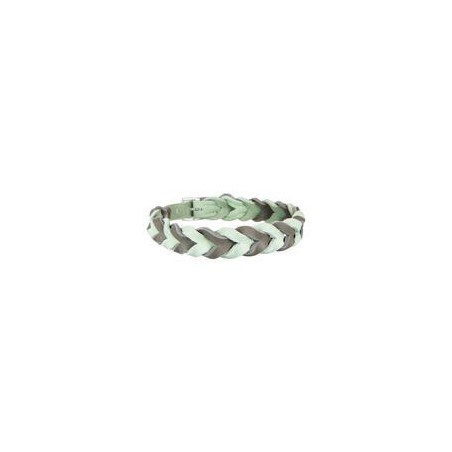 Trendfährte Hundehalsband Leder geflochten [Mint/Anthrazit - M: ca. 38-45 cm]