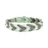 Trendfährte Hundehalsband Leder geflochten [Mint/Anthrazit - M: ca. 38-45 cm]