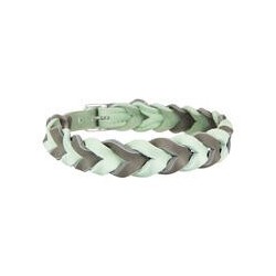 Trendfährte Hundehalsband Leder geflochten [Mint/Anthrazit - L: ca. 43-50 cm -]