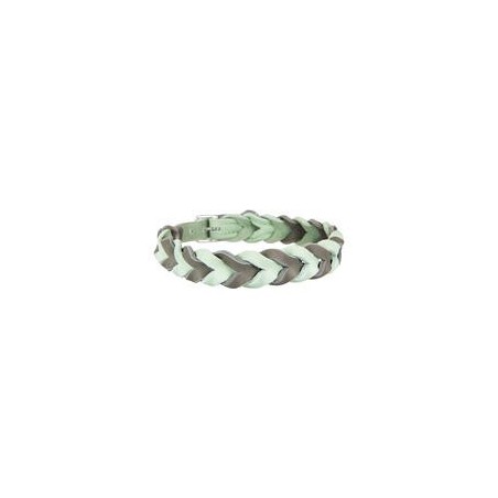 Trendfährte Hundehalsband Leder geflochten [Mint/Anthrazit - L: ca. 43-50 cm -]