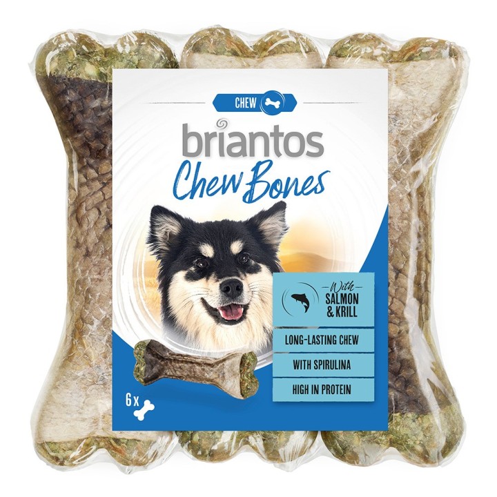 Briantos Chew Bones Lachs & Krill für Hunde - 6 x 12 cm (330 g)