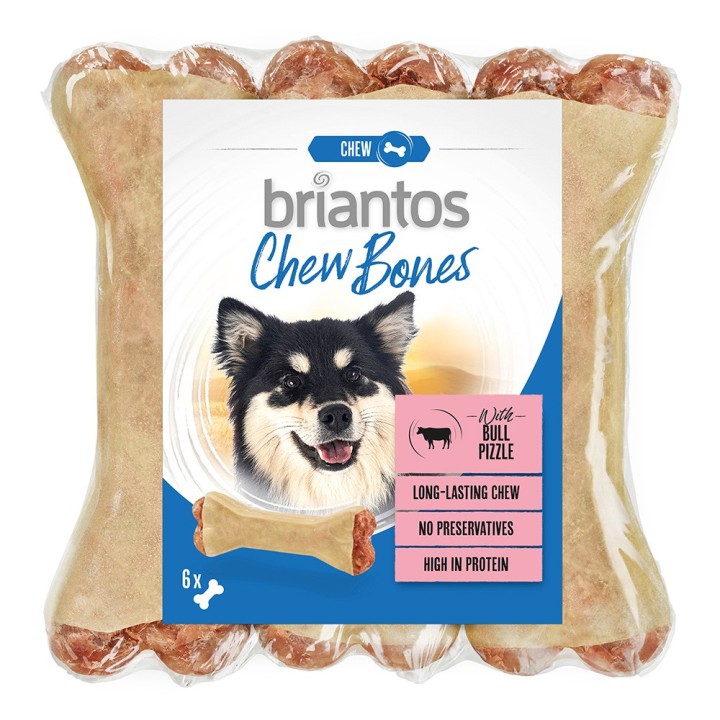 Briantos Chew Bones mit Ochsenziemer - 6 x 12 cm (330 g)
