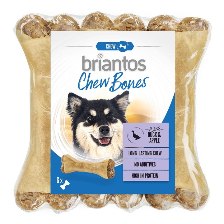Briantos Chew Bones Ente & Apfel für Hunde - 6 x 12 cm (330 g)