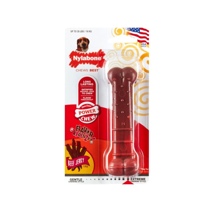 Nylabone Extreme Textured Dentaknochen mit Rind Jerky Geschmack - Größe M: L 14 x B 4 x H 2,5 cm