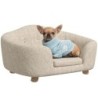 PawHut hundesofa Rückentasche Plüschbezug mit Kissen, Katzen bett, Geeignet für kleine Hund, Kiefer, 70 x 47 x 30 cm, Cremewe