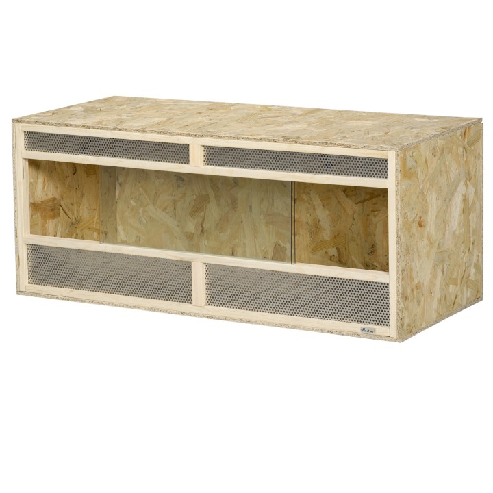 PawHut Glasterrarium, 120 x 50 x 50 cm, thermostatisch, robust, mit Lüftungsgitter, Schiebetür, für Schlangen, Spinnen, OSB P