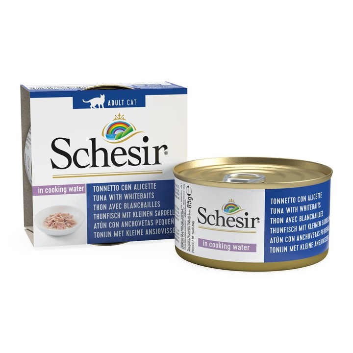 Schesir Natural mit Reis 6 x 85 g - Thunfisch & kleine Sardellen mit Reis