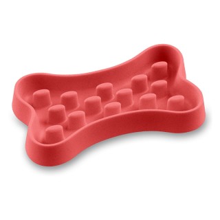 Here Sparky Anti-Schling-Napf Bone - rot: 1,4 l, L 35,9 x B 20,4 x H 5 cm