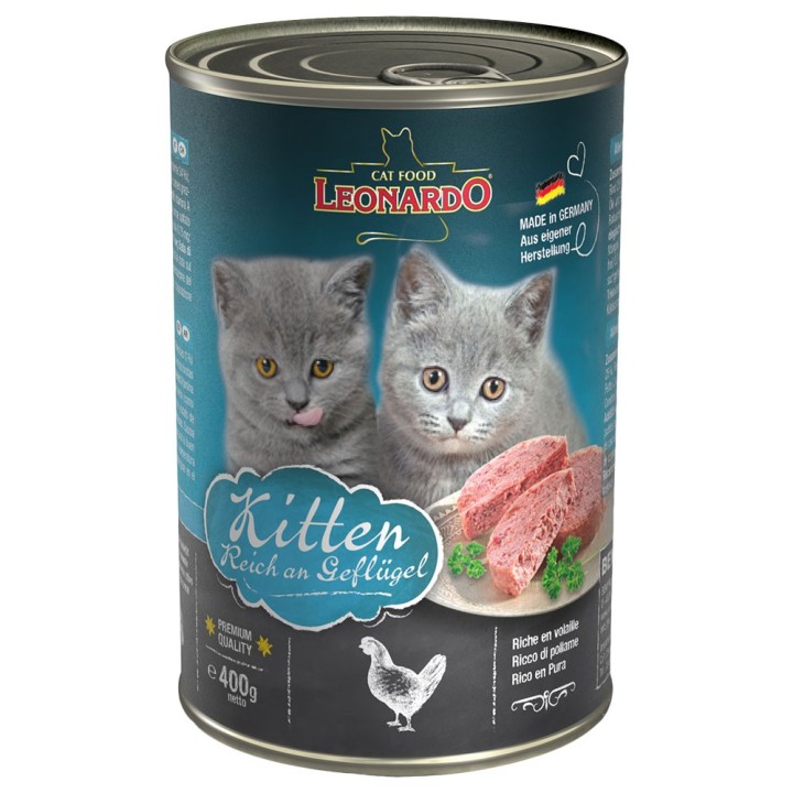 Leonardo All Meat Katzenfutter 6 x 400 g - Kitten (Geflügel / Rind)