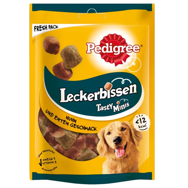 Pedigree Leckerbissen - Sparpaket: 12 x 130 g Kau-Happen Huhn & Ente