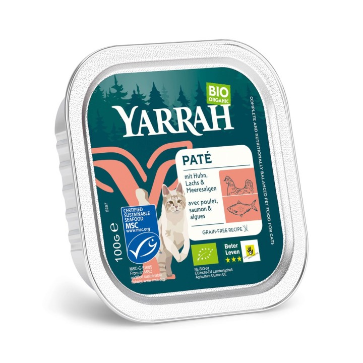 Sparpaket Yarrah Bio 48 x 100 g - Pâté: Lachs mit Bio-Meeresalge