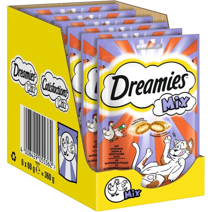 Dreamies Katzensnacks Mix Pack - Sparpaket Huhn & Ente (6 x 60 g)