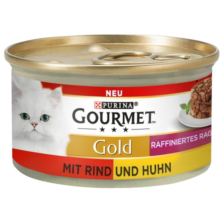 Gourmet Gold Raffiniertes Ragout 12 x 85 g - Rind & Huhn Duo
