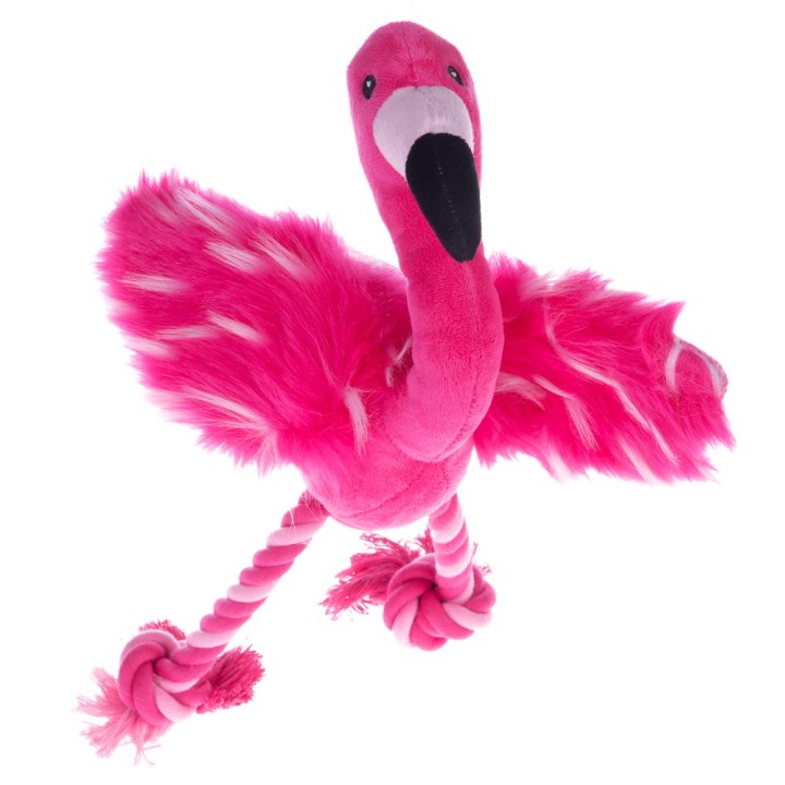 Hundespielzeug Flamingo mit Tau - 1 Stück