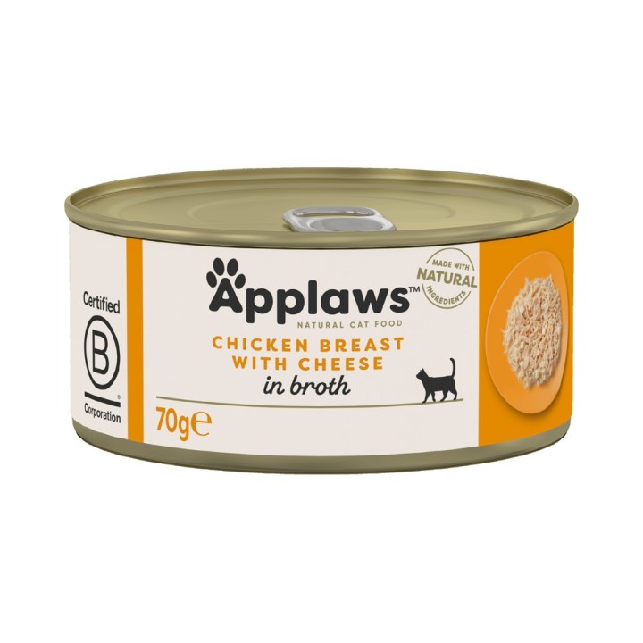 Sparpaket Applaws in Brühe 24 x 70 g - Hühnchenbrust & Käse