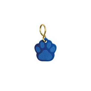 Schmuck Anhänger Pfote klein, inkl. Gravur 26 x 28 mm [Blau]