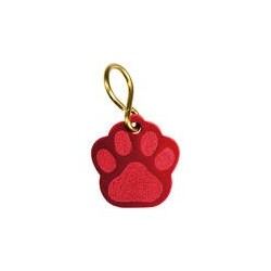 Schmuck Anhänger Pfote klein, inkl. Gravur 26 x 28 mm [Rot]