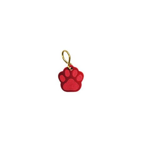 Schmuck Anhänger Pfote klein, inkl. Gravur 26 x 28 mm [Rot]