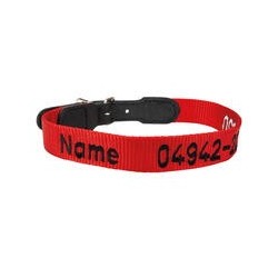 Halsband mit besticktem Namenszug, Farbe: Rot [34-38 cm, 20mm breit]