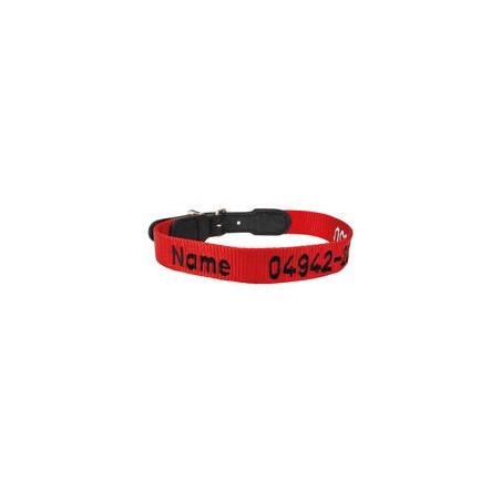 Halsband mit besticktem Namenszug, Farbe: Rot [34-38 cm, 20mm breit]