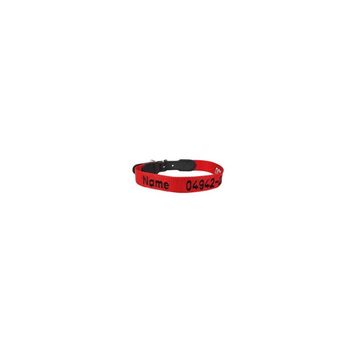 Halsband mit besticktem Namenszug, Farbe: Rot [34-38 cm, 20mm breit]