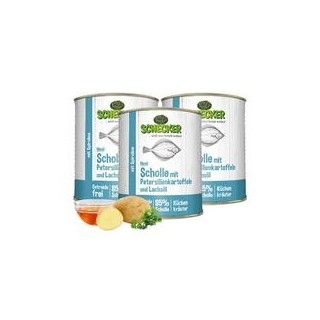 Schecker - Schecker Hundemenü - Scholle mit Petersilienkartoffeln und Lachsöl [3 x 820g]