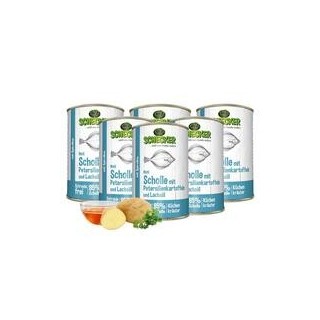 Schecker - Schecker Hundemenü - Scholle mit Petersilienkartoffeln und Lachsöl [6 x 410g]