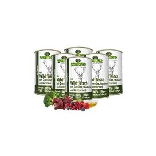 Schecker - Schecker Hundemenü - Wildfleisch mit Gemüse, Waldbeeren und Nachtkerzenöl [6 x 410g]