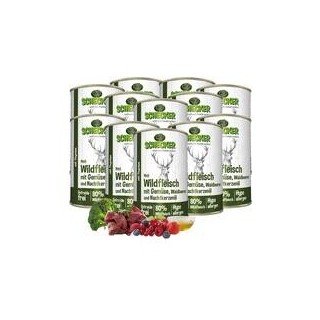 Schecker - Schecker Hundemenü - Wildfleisch mit Gemüse, Waldbeeren und Nachtkerzenöl [12 x 410g]
