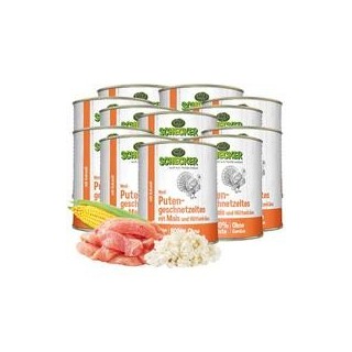 Schecker - Schecker Hundemenü - Putengeschnetzeltes mit Mais und Hüttenkäse [12 x 820g]
