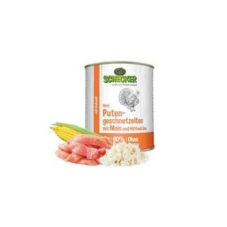 Schecker - Schecker Hundemenü - Putengeschnetzeltes mit Mais und Hüttenkäse [1 x 820g]