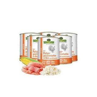 Schecker - Schecker Hundemenü - Putengeschnetzeltes mit Mais und Hüttenkäse [6 x 820g]