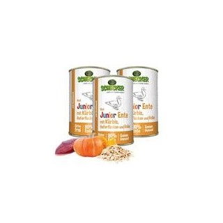 Schecker - Schecker Hundemenü - Junior Ente mit Kürbis, Haferflocken und Vollei [3 x 410g]