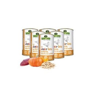 Schecker - Schecker Hundemenü - Junior Ente mit Kürbis, Haferflocken und Vollei [6 x 410g]