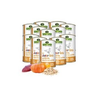 Schecker - Schecker Hundemenü - Junior Ente mit Kürbis, Haferflocken und Vollei [12 x 410g]
