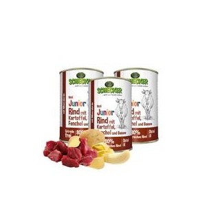Schecker - Schecker Hundemenü - Junior Rind mit Kartoffel, Fenchel und Banane [3 x 410g]