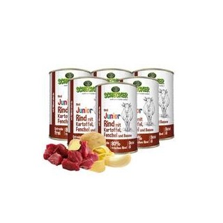 Schecker - Schecker Hundemenü - Junior Rind mit Kartoffel, Fenchel und Banane [6 x 410g]