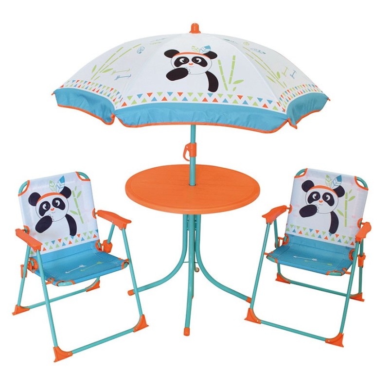 Tisch + 2 Stühle + Kindersonnenschirm Jemini Indian Panda