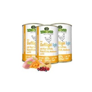Schecker - Schecker Hundemenü - Geflügel light mit Kartoffeln, Karotten, Waldbeeren & Ei [3 x 410g]