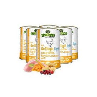 Schecker - Schecker Hundemenü - Geflügel light mit Kartoffeln, Karotten, Waldbeeren & Ei [6 x 410g]