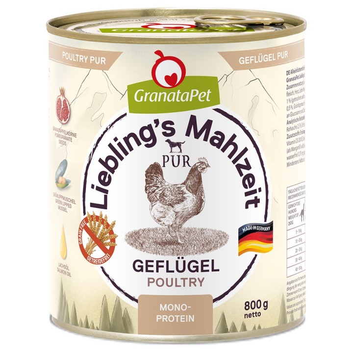 GranataPet Liebling's Mahlzeit 6 x 800 g - Geflügel (PUR)