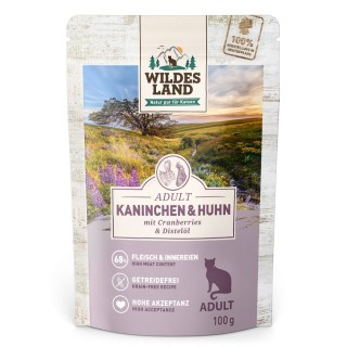 Sparpaket Wildes Land Cat 24 x 100 g - Kaninchen & Huhn mit Cranberries
