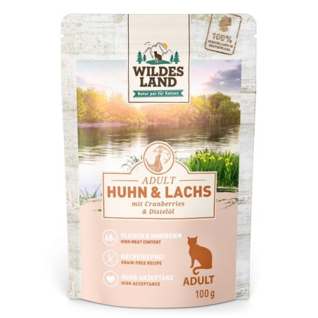 Sparpaket Wildes Land Cat 24 x 100 g - Huhn, Lachs mit Cranberries
